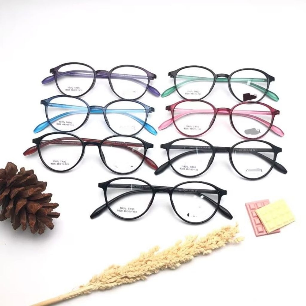 KACAMATA LENTUR/FLEXIBLE BULAT KECIL PAKET MINUS & CYLINDER KACAMATA RINGAN 8008