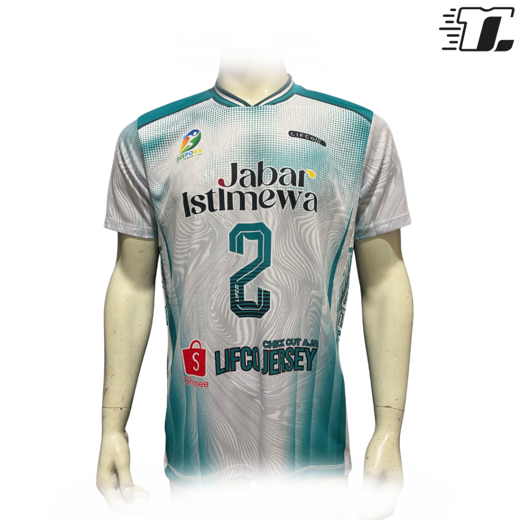 Jersey Olahraga Volly Pria Lifco Jawa Barat Istimewa Putih Tosca Series  – Bahan Premium Olympus, Ny