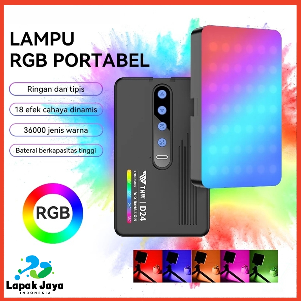 Lampu selfie RGB portabel terintegrasi, LED yang dapat disesuaikan dengan dudukan, cocok untuk lampu