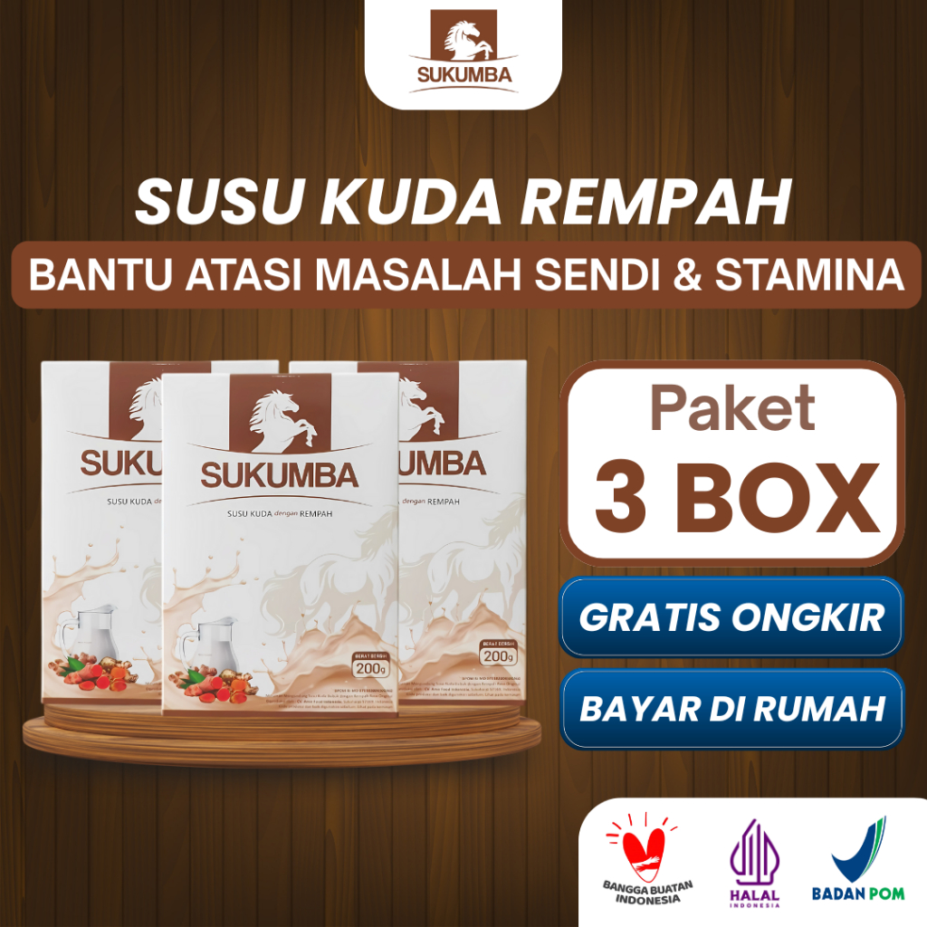 3 Box SUKUMBA Susu Kuda Liar Rempah Sudah BPOM - Atasi Nyeri Lutut & Sendi Bengkak, Asam Urat, Tingk