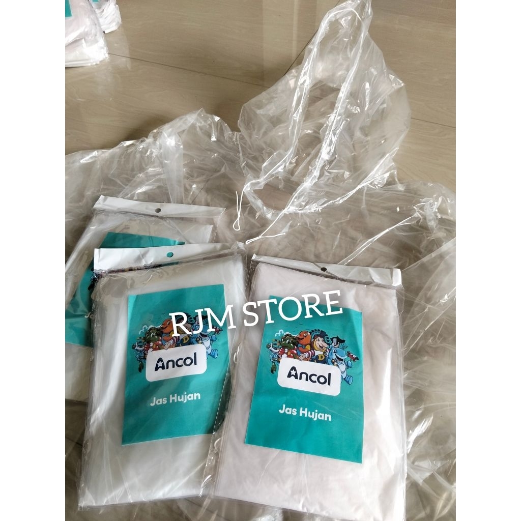 Jas Hujan Transparan Tebal Premium Ponco Putih Bening Lengan Panjang Plastik PE