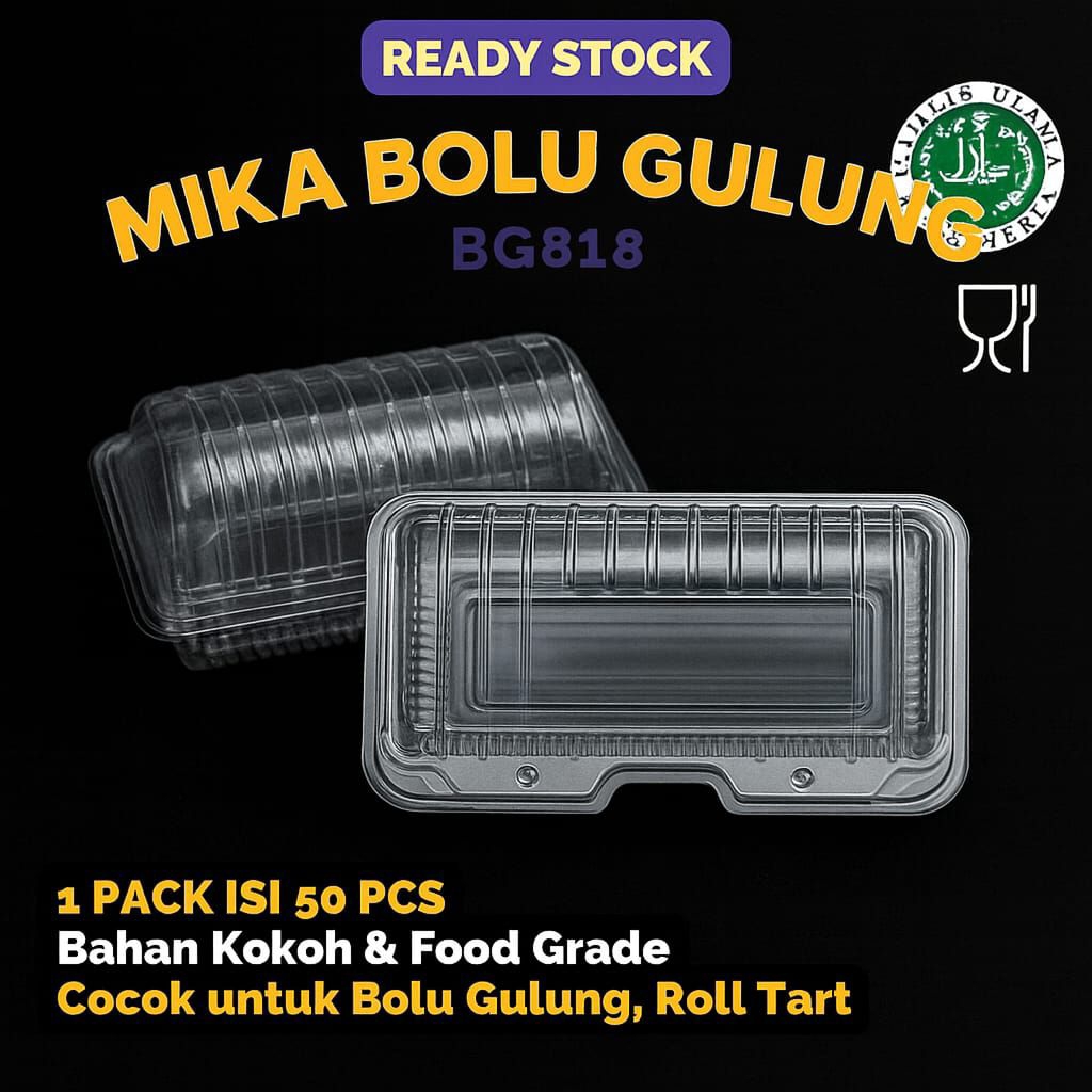 Mika Bolu Gulung Mini 18Cm Isi 50 Pcs / Mika BGT 818 / Mika Box Kotak / Mika Bolu Gulung Roll