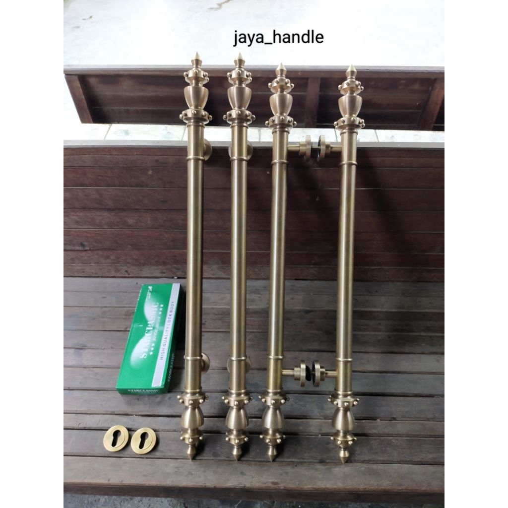 1 Paket Handle Pintu Rumah Kuningan Antik Motif Gotri Uk 80 cm Gagang Pintu Kuningan Tarikan Pintu K