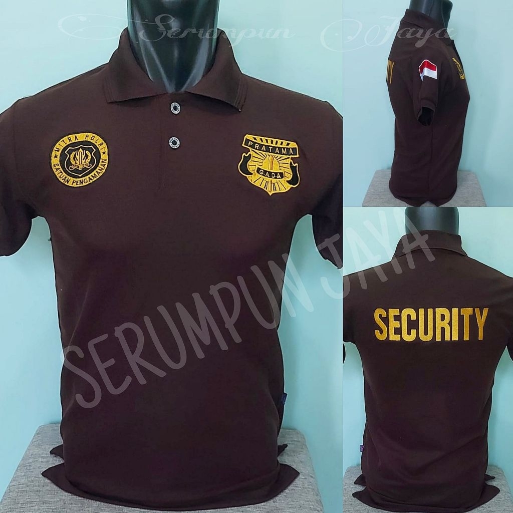 KAOS GADA PRATAMA MITRA COKLAT FULL BORDIR - KAOS KERAH GADA PRATAMA MITRA COKLAT BORDIR - KAOS GADA