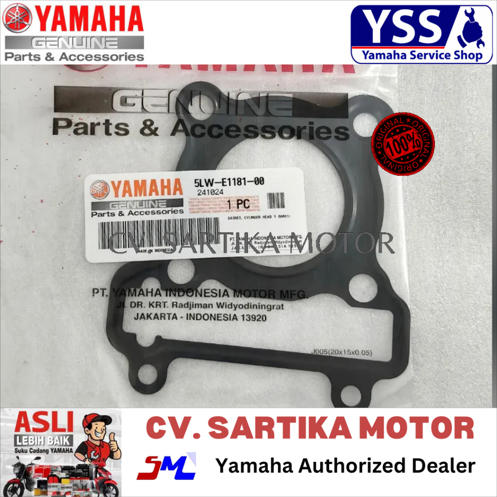 PAKING BLOK HEAD SEHER ATAS NOUVO MIO SPORTY SMILE / GASKET, CYLINDER HEAD 1 (5MX1) / 5LW-E1181-00