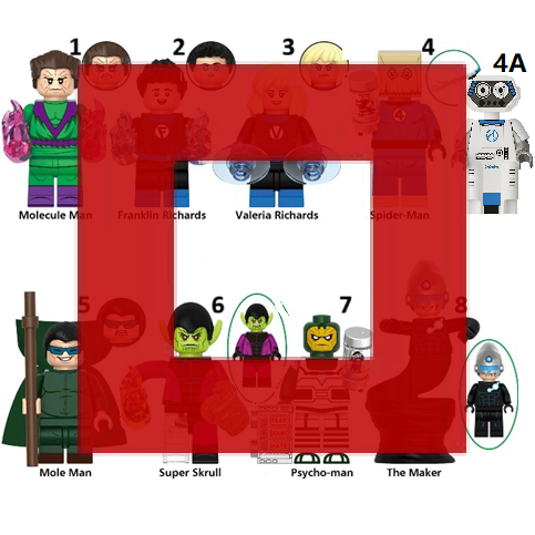 Marvel Fantastic Four 4 Molecule Mole Psycho Man Franklin Valeria Richards Spiderman Bombastic Bag H
