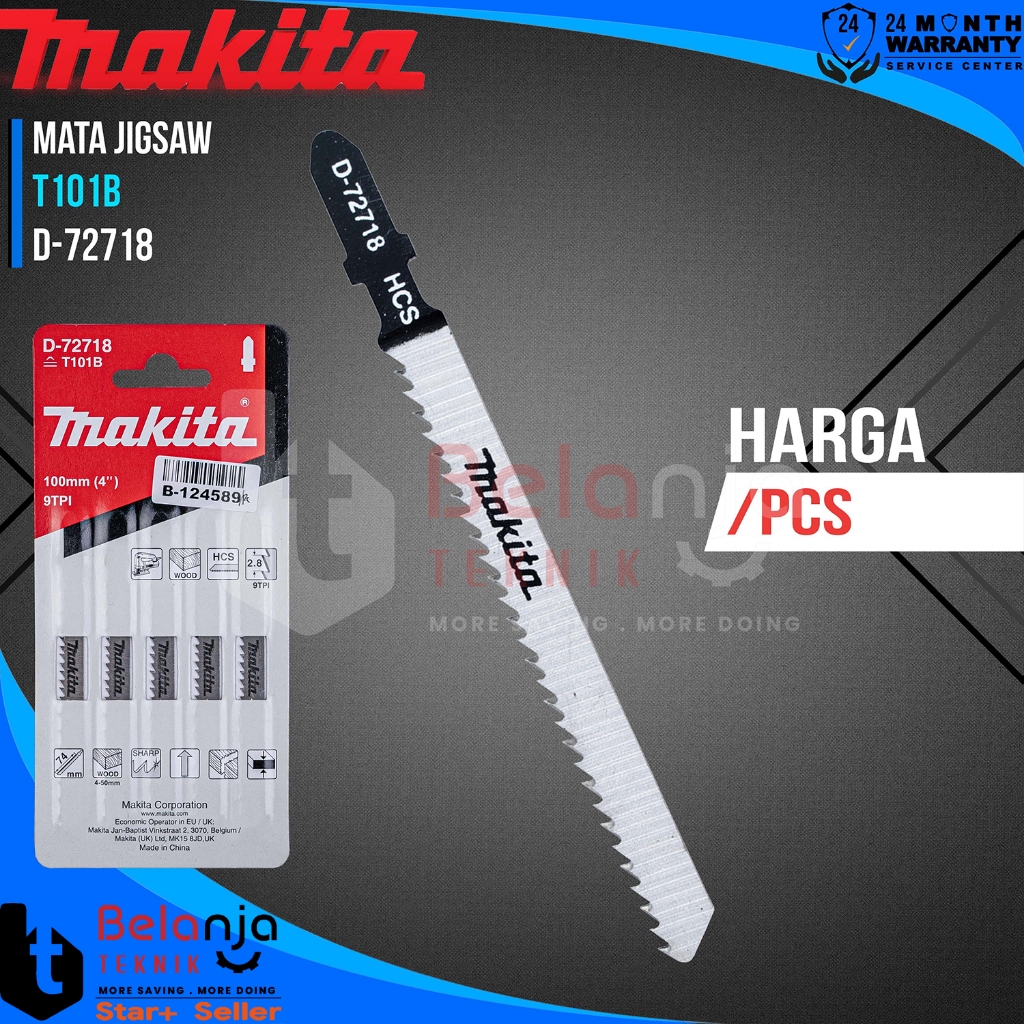 Jigaw Blade Wood Finish B10 Set 5 Pcs Makita Mata Gergaji Jigsaw Kay B 10 D-72718
