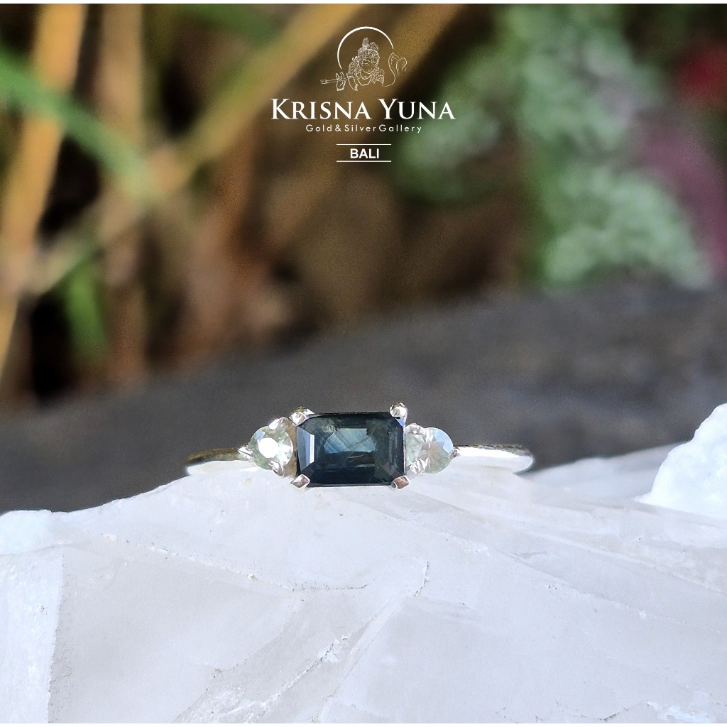 Natural Blue Green Sapphire Ring