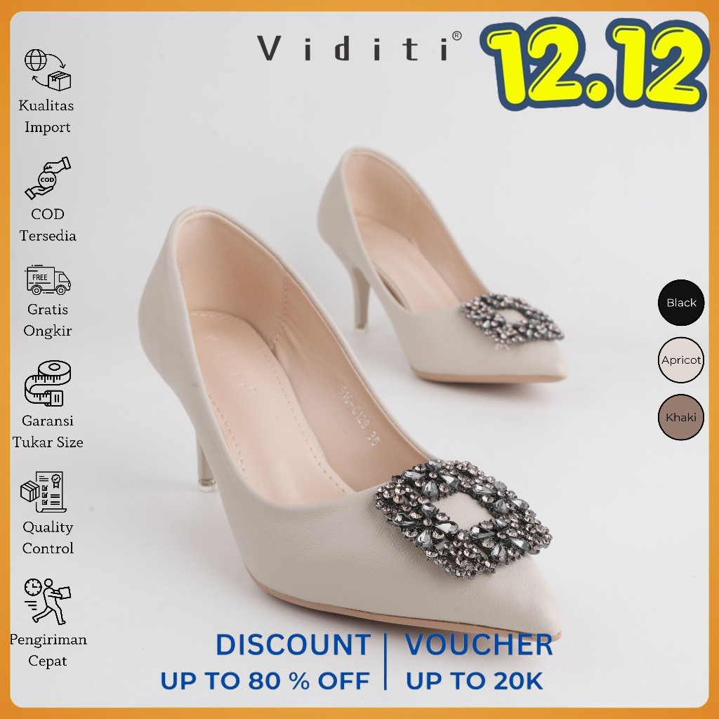 Viditi Crystal Heels 6 cm // Sepatu Import Wanita