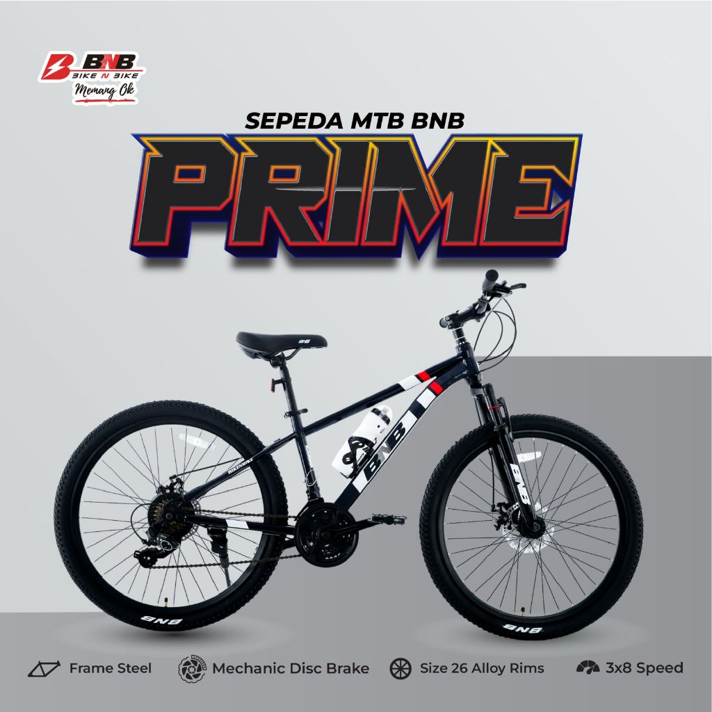 SEPEDA GUNUNG MTB BNB ALPHA PRIME 26 INCH 24 SPEED