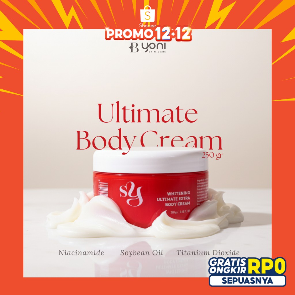 YONI SKINCARE ORI BPOM 100% WHITENING ULTIMATE EXTRA BODY CREAM 250gr Isi 1 pcs | Body Bleaching