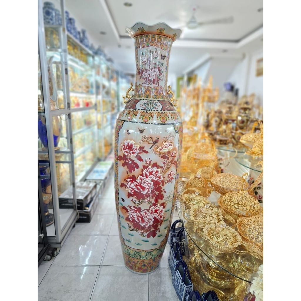 1 pc guci keramik 180 cm porselin/pajangan guci tinggu jumbo sudut ruangan harus dengan packing kayu