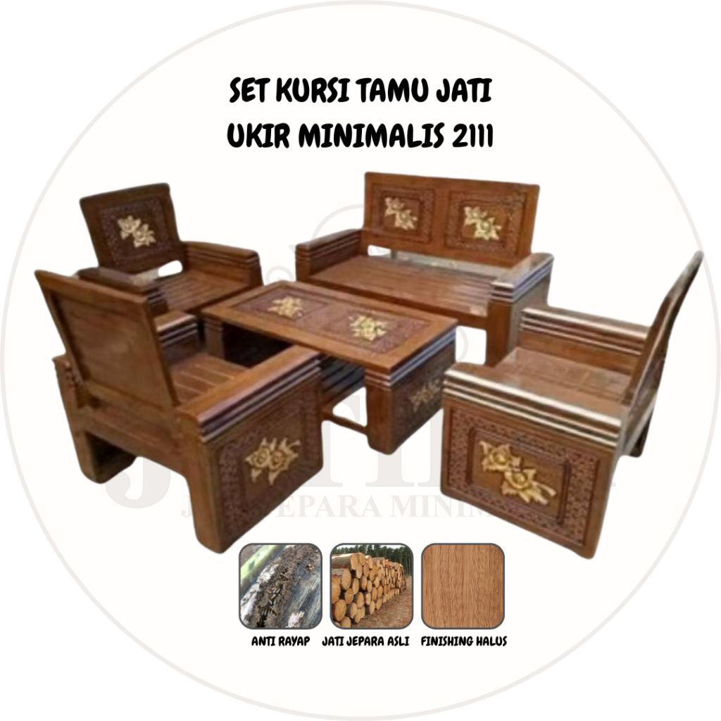 Set Kursi Jati Ukir Minimalis 2111 | Set Kursi Jati Asli Jepara Murah Palembang