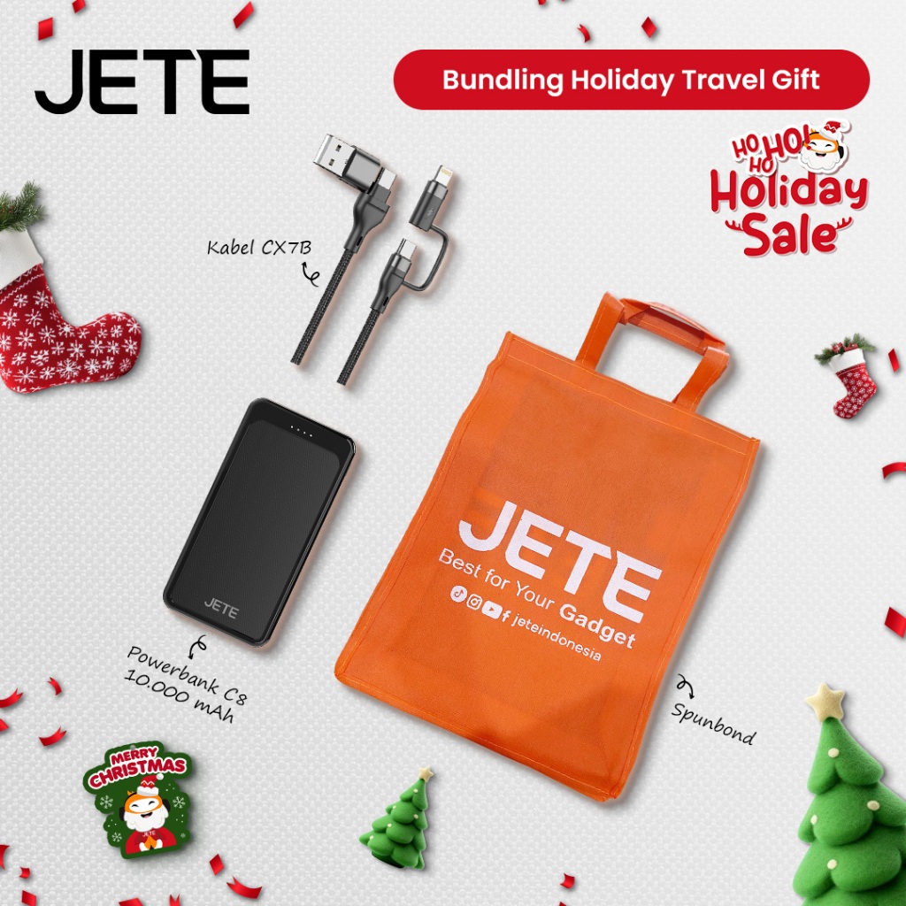 Bundling Powerbank JETE C8 + Kabel CX7B + Spunbond JETE
