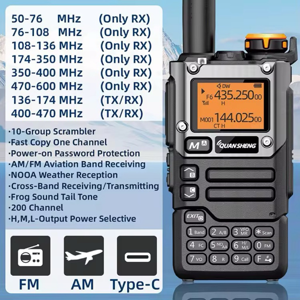 HT Quansheng UV-K6 Multiband VHF UHF Walkie Talkie UVK6 UV-K5(8) Multi Air Band