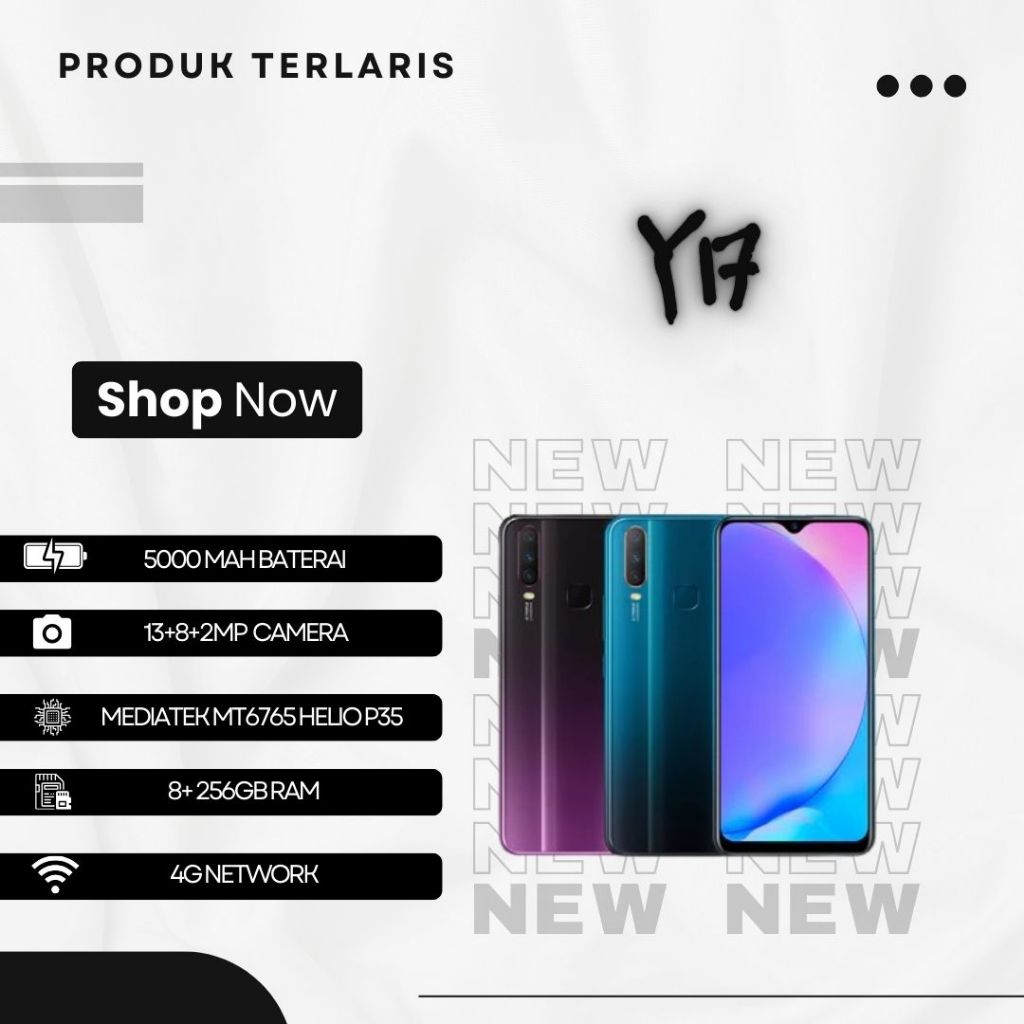 HP SMARTPHONE ANDROID VIVO Y17 RAM 8GB + 256GB GARANSI 12 BULAN