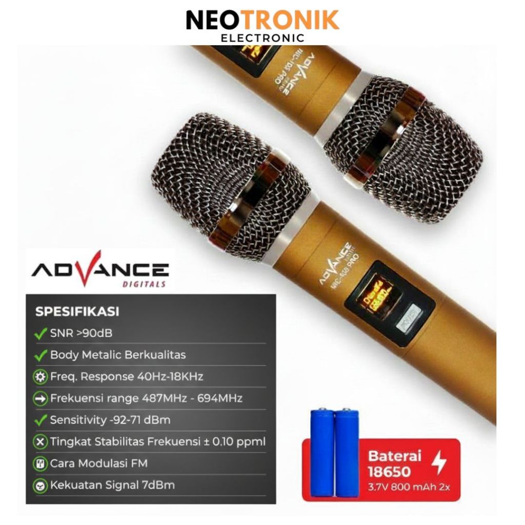MIC WIRELESS ADVANCE MIC-103 PRO BAHAN METAL ANTI NOISE