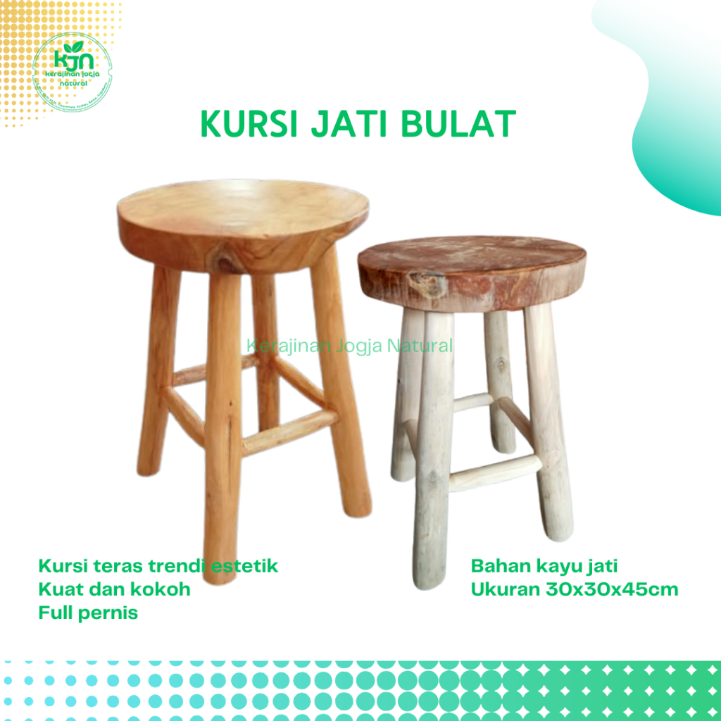 Kursi Jati Bulat Murah Stool Kayu Jati Kursi Kafe Kursi Taman Kursi Bulat Estetik Kursi Cafe Bundar 
