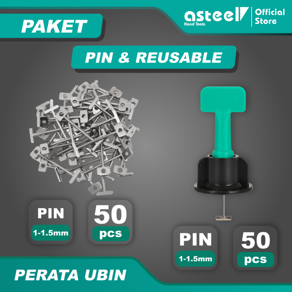 ASTEEL Alat Perata Keramik Granite Putar Reusable Spacer Tile Leveling 50 pcs Kualitas Ekonomi