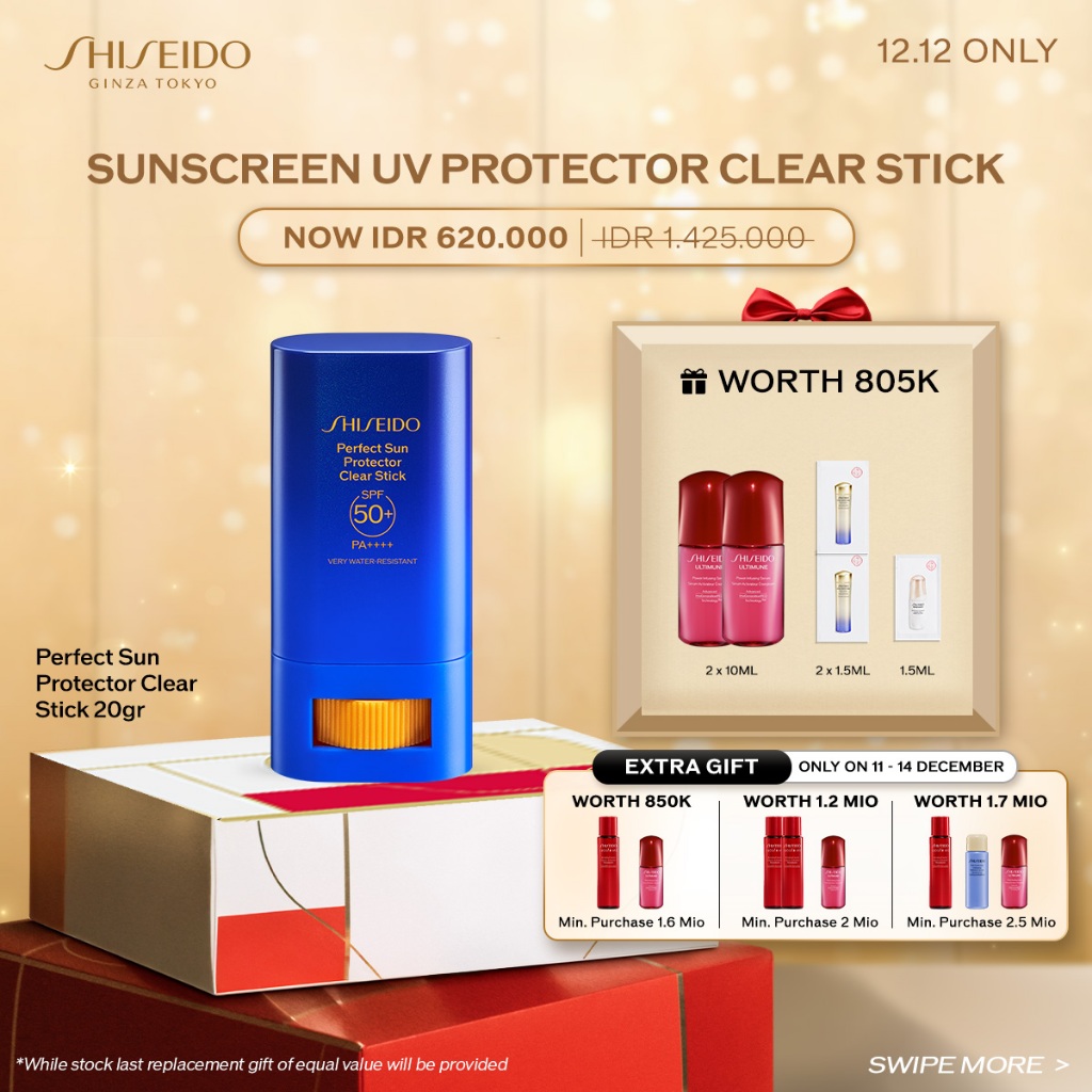 [NEW ARRIVAL] Shiseido Global Sun Care Perfect Sun Protector Clear Stick SPF 50+ PA++++ 20gr