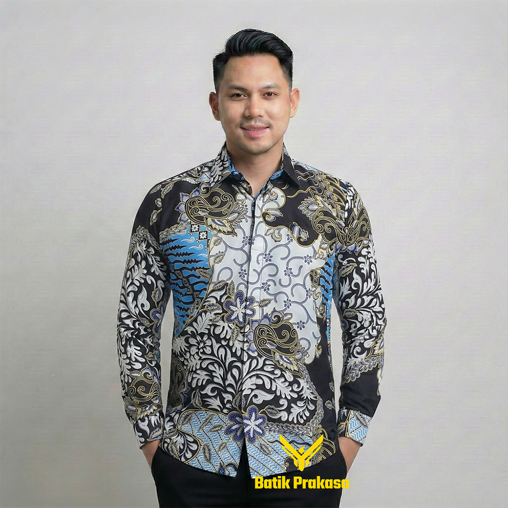 Kemeja Batik Pria 1152 Baju Lengan Panjang Slimfit Lapis Furing Batik Prakasa Motif Ksatriya kode 11