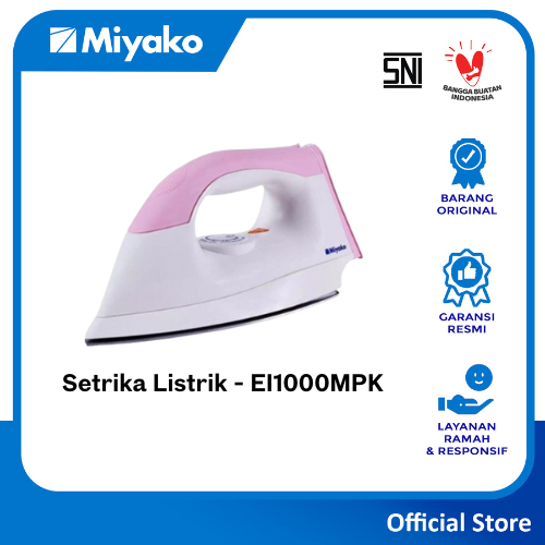 Setrika Miyako EI1000MPK - Pink anti lengket 395 watt