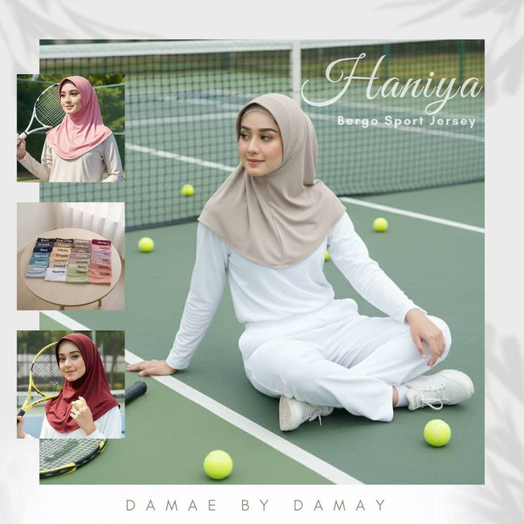 bergo sport bergo hamidah/hayya bergo/dasha bergo/bergo pendek/bergo sport/bergo olahraga/bergo dail