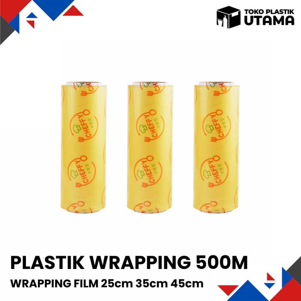 [500 M] Plastik Cling Wrapping Film Best Fresh Cheffy Roll Besar Makanan Buah Sayur 25 35 45 cm