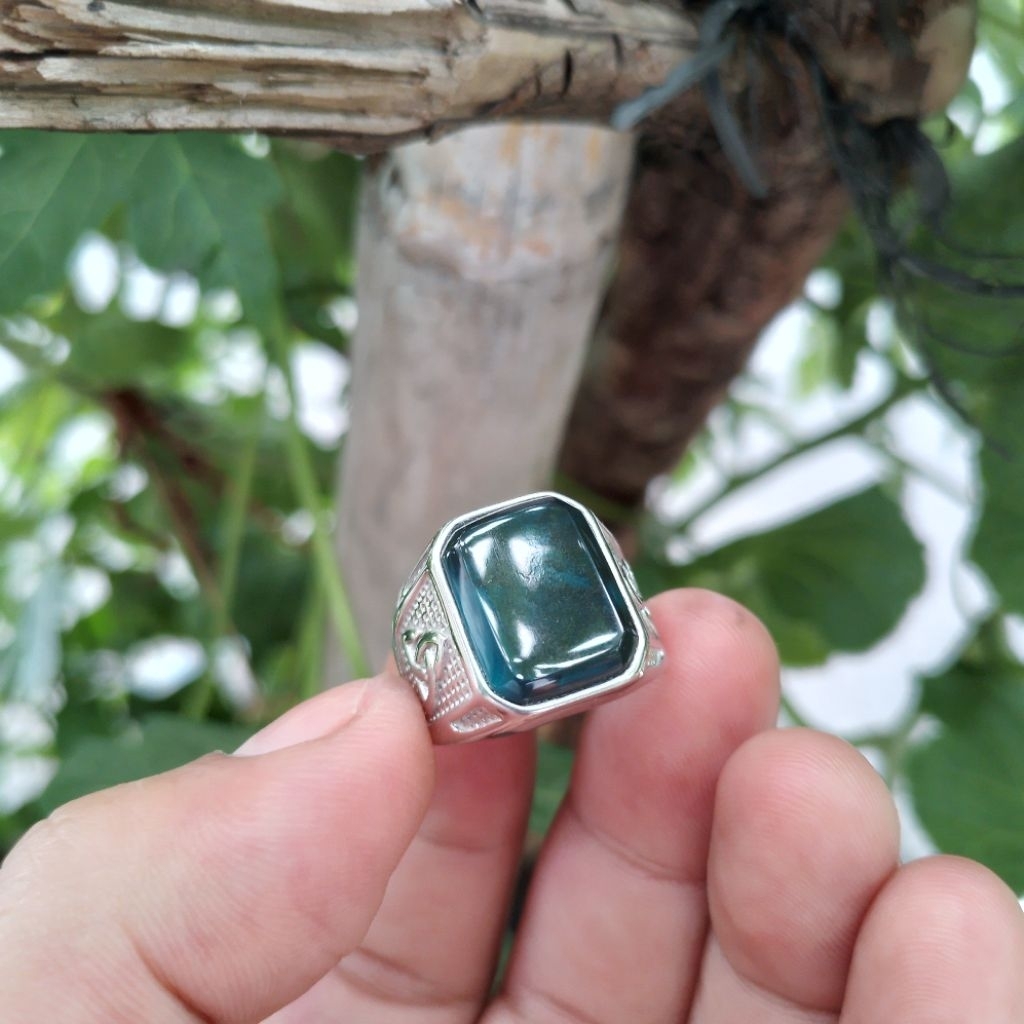cincin batu akik bacan doko majiko biru kenari original stone
