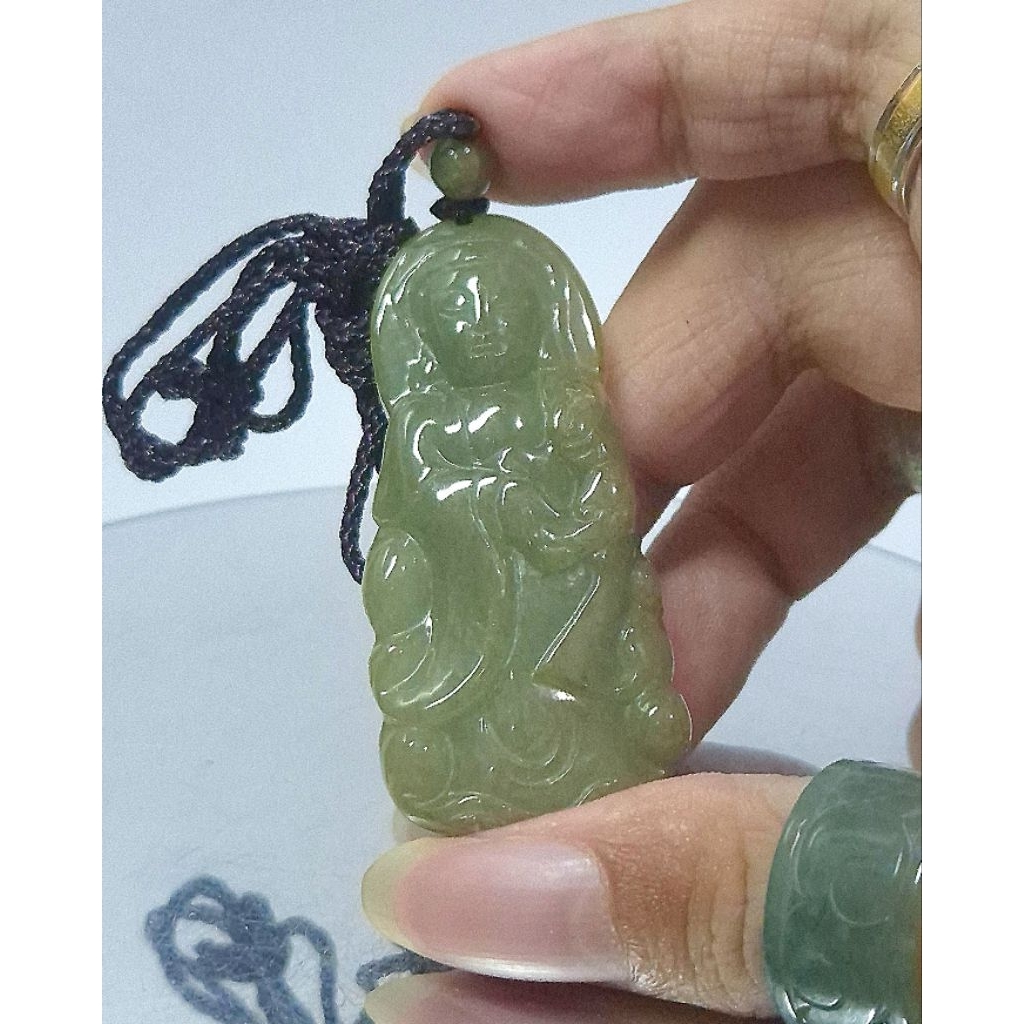 baacpl025 Liontin Giok Jadeite Ukiran Avalokitesvara Guan Yin