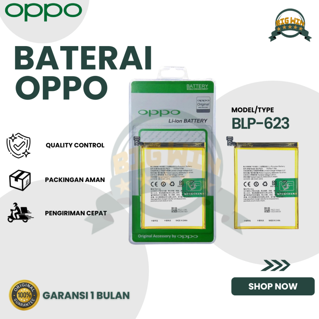 BATERAI BATTERY OPPO BLP623 / BLP625 F3 PLUS / R9S PLUS DOUBLE [IC POWER] ORIGINAL