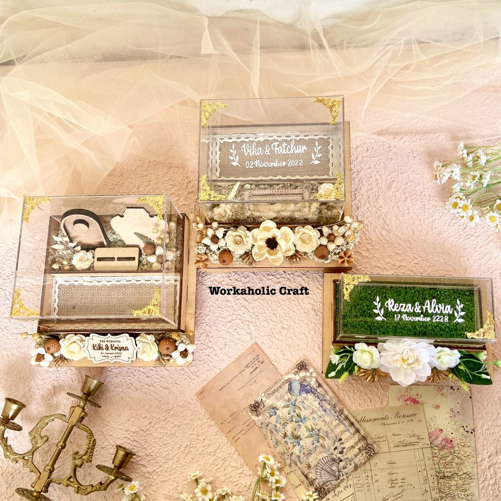 KOTAK UANG AKRILIK PLYWOOD | Kotak Perhiasan Seserahan Pernikahan
