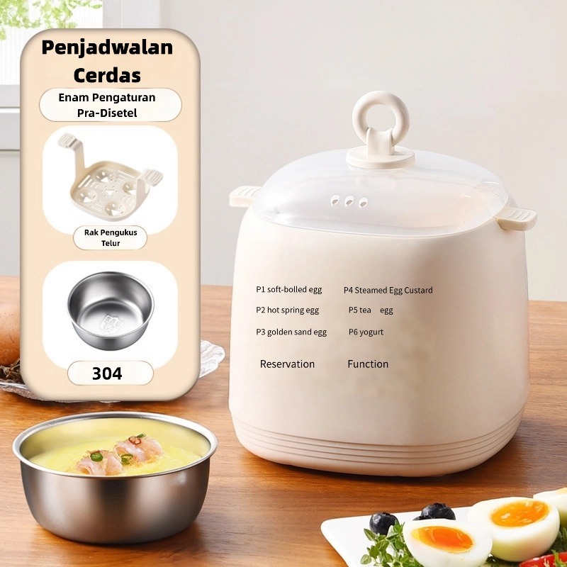 Pembuat Telur Mini Multifungsi |Rebus & Kukus dengan Timer Otomatis