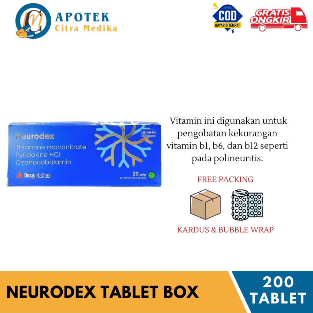 NEURODEX TABLET (1 KOTAK ISI 200 TABLET / @20 STRIP) - SUPLEMEN VITAMIN B COMPLEX
