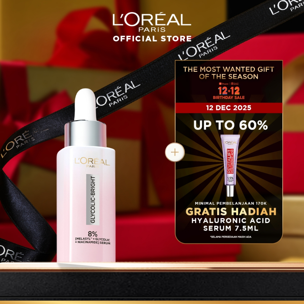 L'Oreal Paris Glycolic Bright 8% [MELASYL + GLYCOLIC + NIACINAMIDE] ANTI-DARK SPOT BRIGHTENING SERUM