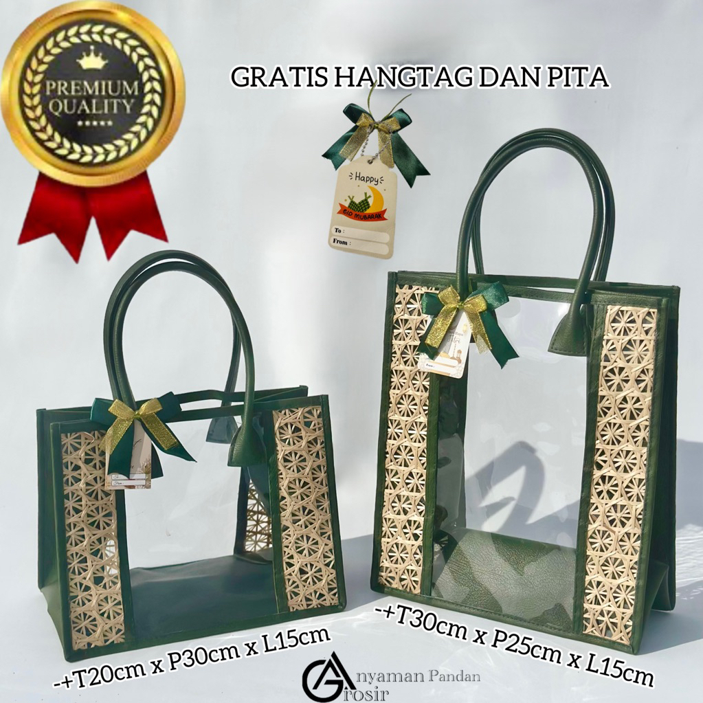 Tas hampers MIKA BAMBU SISI GRATIS HANGTAG DAN PITA tas parcel anyaman goodiebag souvenir gift lebar