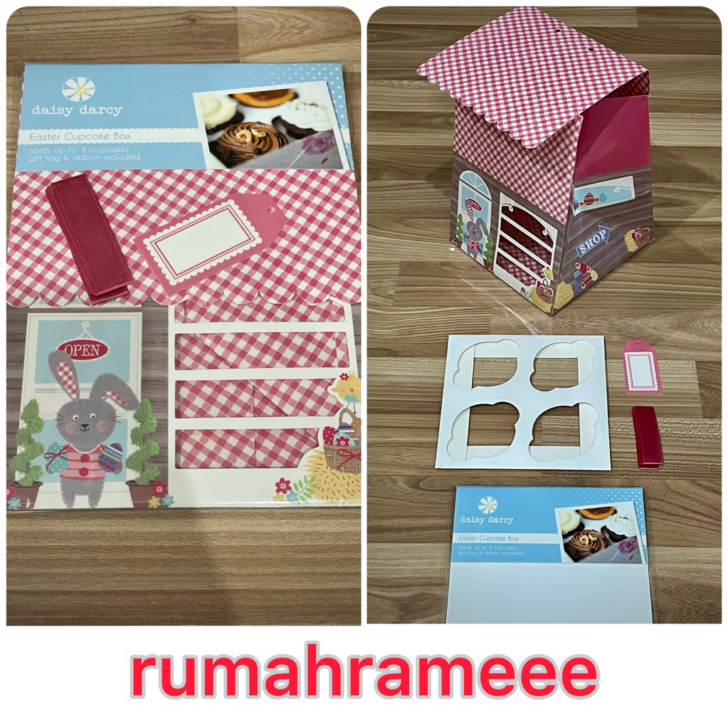 BOX KUE UNTUK ISI 4 CUPCAKES MOTIF EASTER