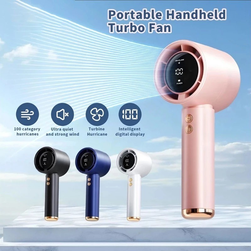 Kipas Angin Genggam / Turbo Kipas Angin Outdoor Portable USB Charge / Turbo Fan Smart LED Screen / K