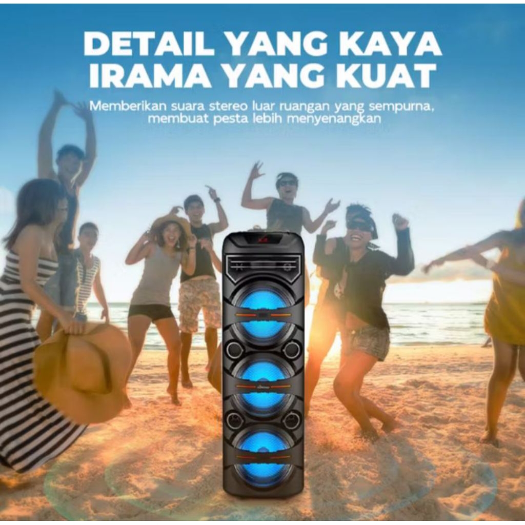 SUPER BASS Speaker jumbo Bluetooth Portabel Karaoke Besar Super Bass 8 Inch x3