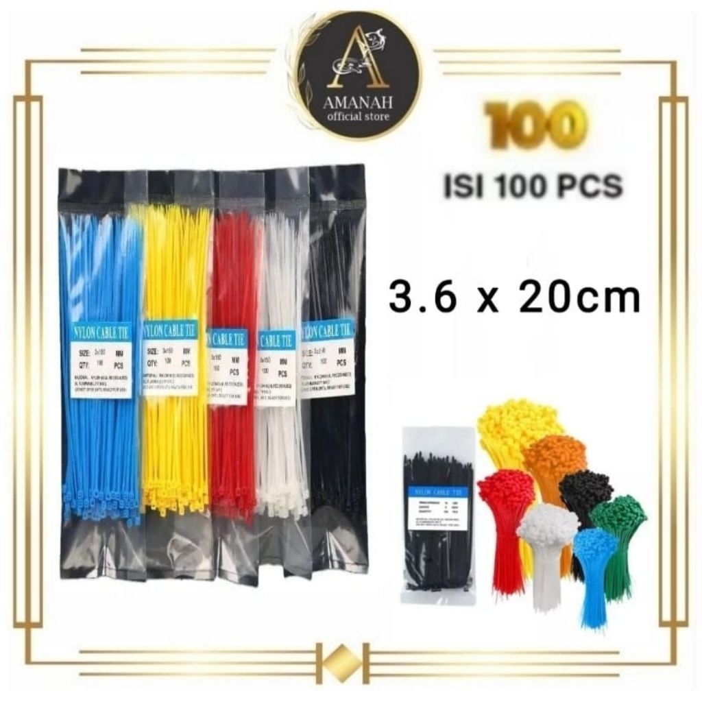 Kabel Ties Nylon 1Pack isi 100PCS 3.6 mm x 20cm / Kabel Tie / Cable Tis / Kabel Tis / Nylon Cable Ti