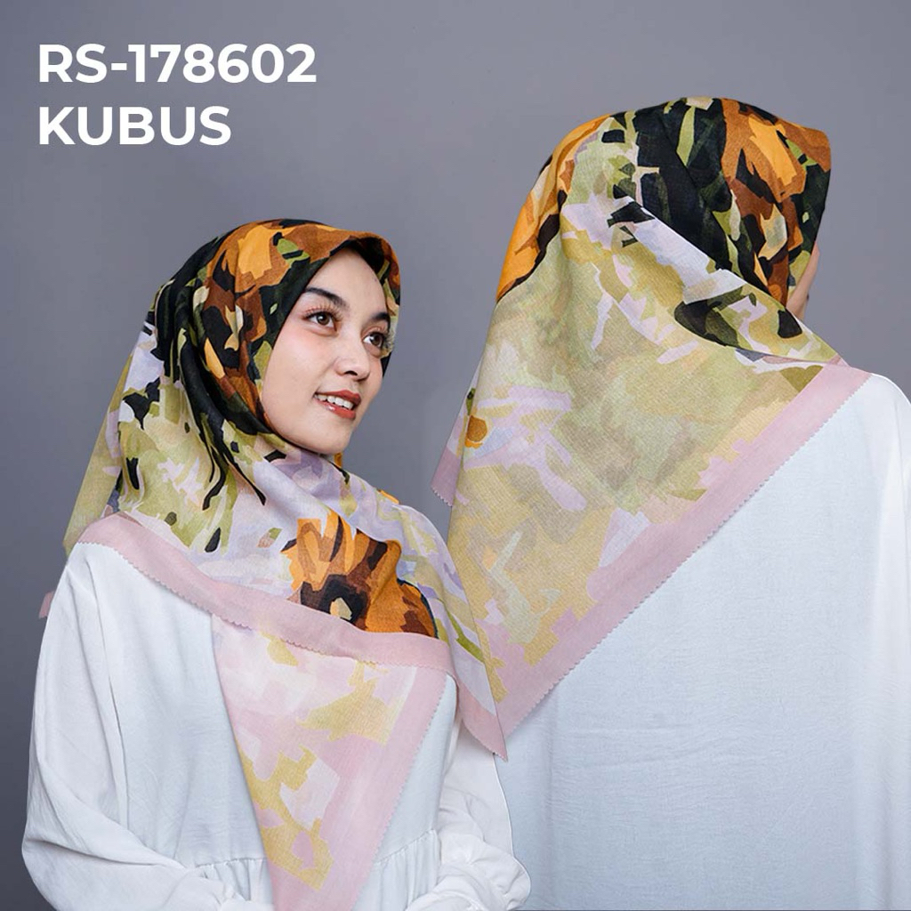 RS-178602 KUBUS Hijab Jilbab Dennay Scarves Voal Motif Segi Empat Basic Laser Cut