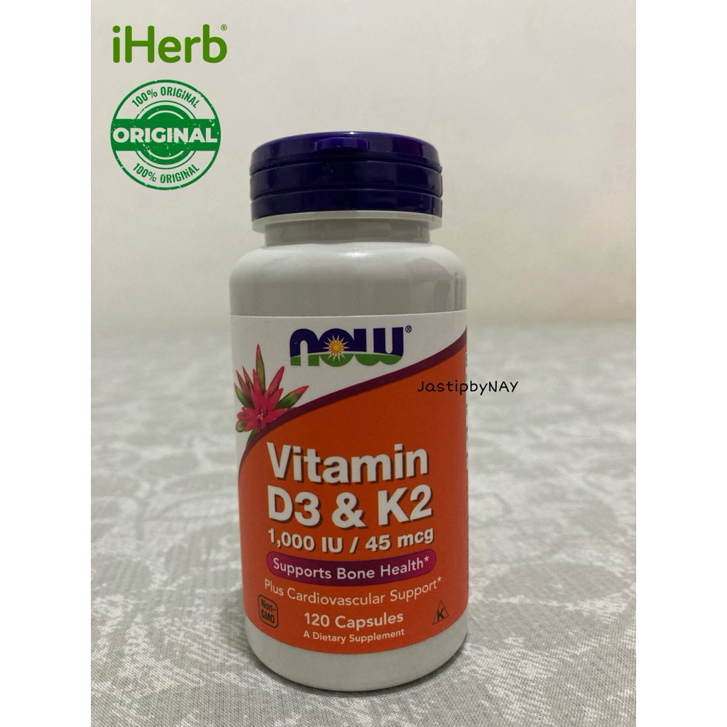 NOW Foods Vitamin D3 & K2 1.000 iu / 45 mcg - 120 Kapsul ORIGINAL iHerb