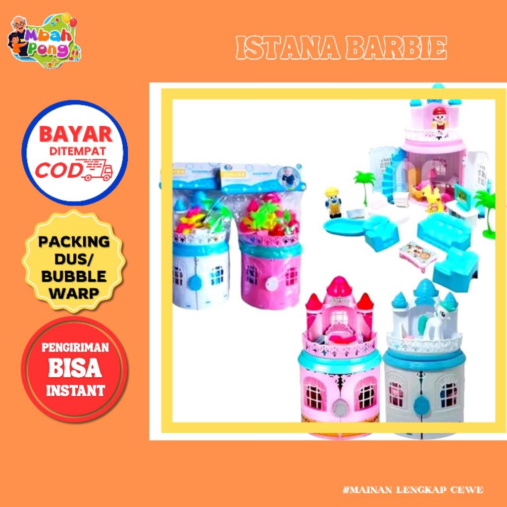 mainan rumah barbie castle,mainan istana barbie,mainan barbie bongkar pasang