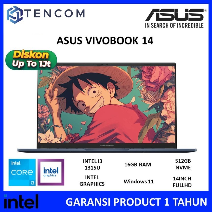 Asus Vivobook 14 X1404VA Intel i3 1315U 16GB 512GB