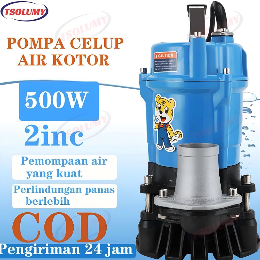 Pompa celup air kotor 500W Size 2 Inci Pompa kolam ikan pompa banjir