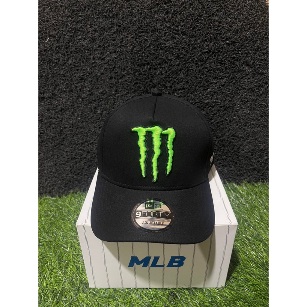 Topi Premium RACING Logo MONSTER Stabilo Bahan Hitam