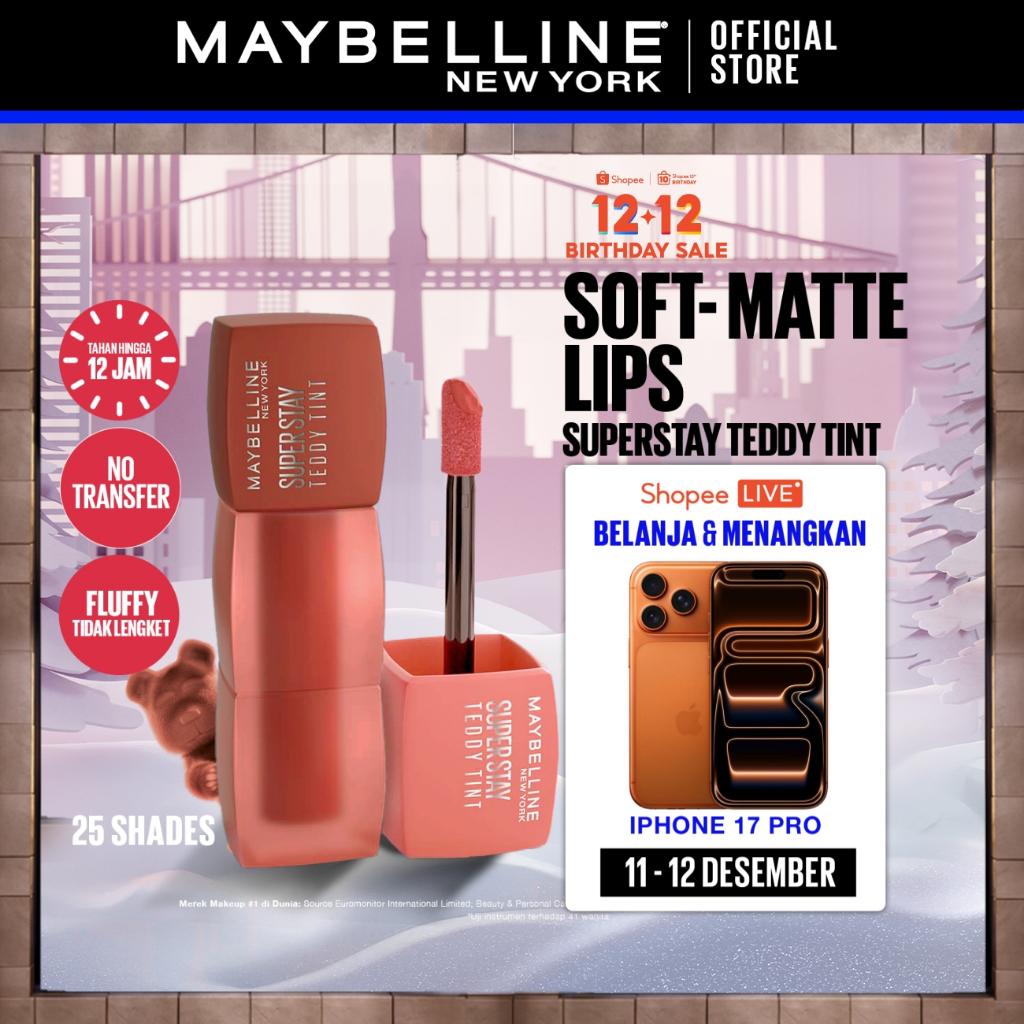 Maybelline Superstay Teddy Tint 5 mL -  Teddy Soft Matte Tahan 12 Jam Lipstick Lipcream Lipstik Perf