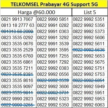 Nomor Cantik TELKOMSEL Prabayar 4G Support 5G Nomer Kartu Perdana No Can SIMPATI 11 Digit