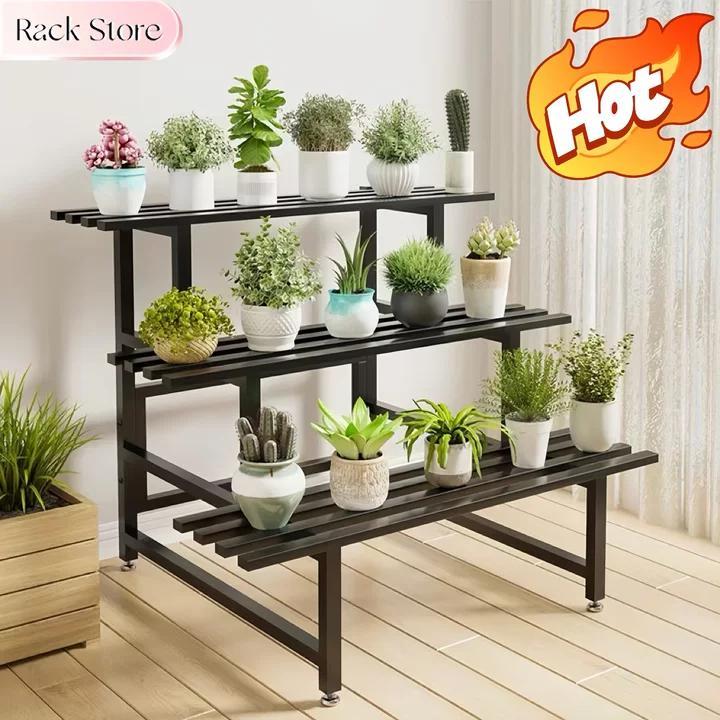 Baja Karbon Rak Bunga 3/2 Susun Standing pot Rak serbaguna rak bunga minimalis