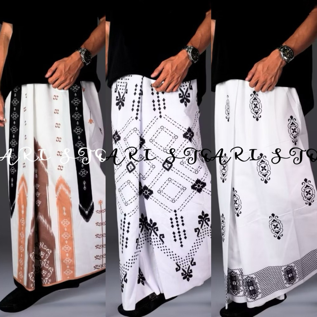 MURAH SARUNG BATIK INSTAN WARNA PUTIH PRIA DEWASA MOTIF TERBARU
